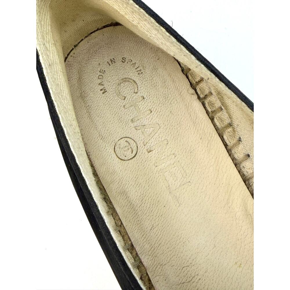Chanel Interlocking CC Logo Camellia Espadrilles Black Suede Size 39 / 9 - Picture 12 of 16